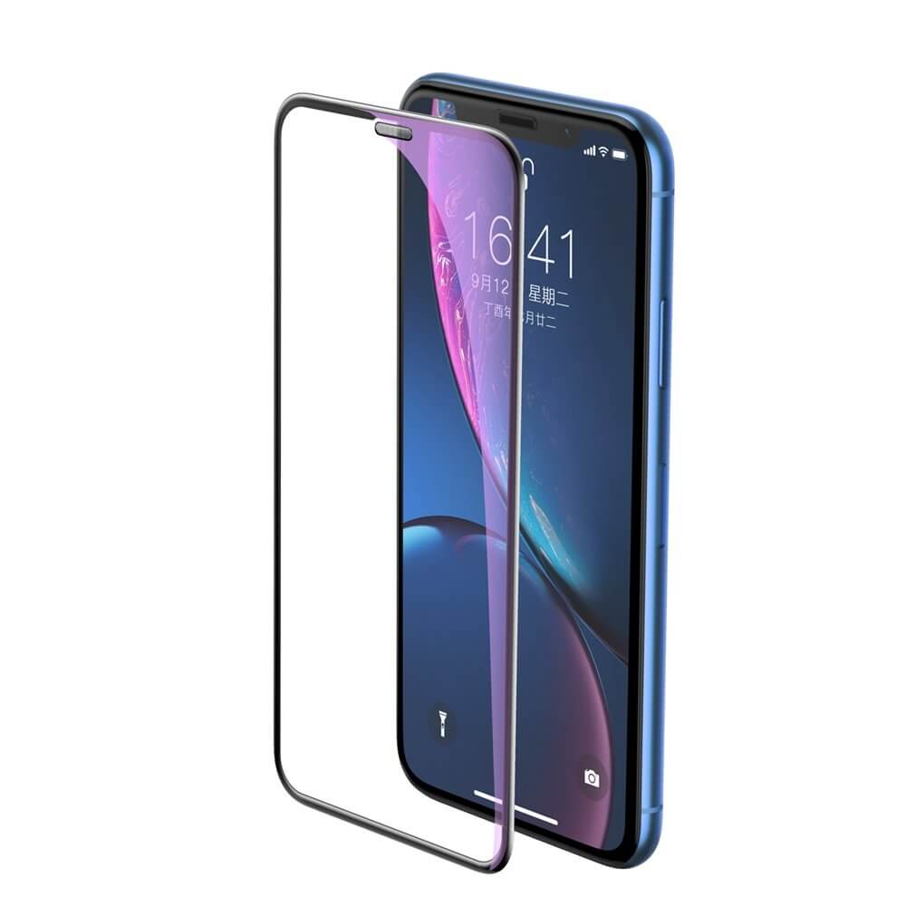 Folie iPhone 11 / iPhone XR, Sticla Securizata, 3D, Anti-Blue-Light / Raze UV, Protectie Praf Difuzor, Negru