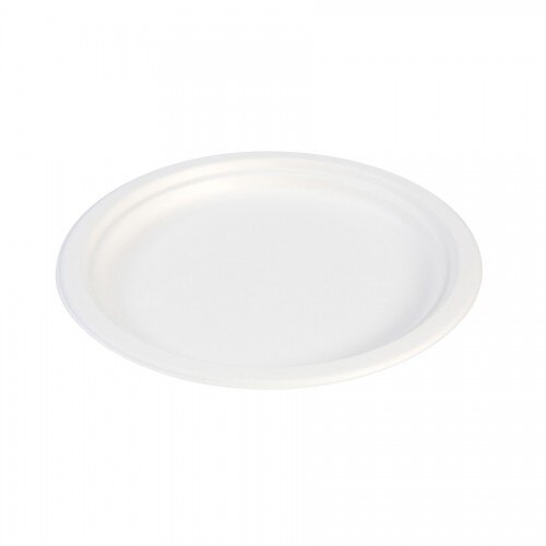 Farfurii biodegradabile rotunde, trestie de zahar, Ø 23 cm, set 125 buc