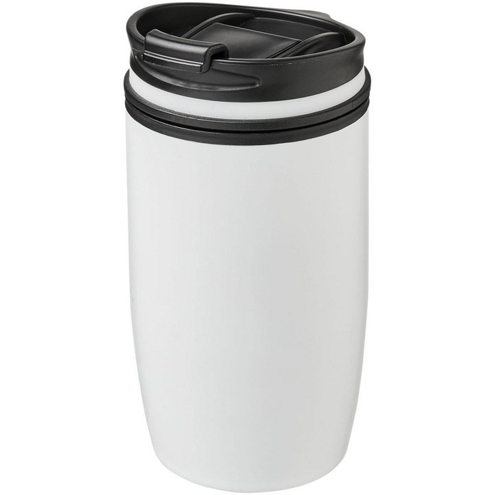 Cana termos 330 ml, perete dublu, Everestus, 9IA19368, Otel inoxidabil, Plastic, Alb, saculet de calatorie inclus