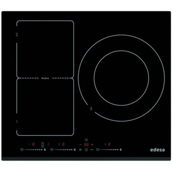 Plita, Inductie, Edesa, EIM 6330 HT A, 3 zone, 9 nivele, selector individual, max 7kw, termostat si blocare de siguranta, indicator caldura, stop and go, functii prestabilite, touch Plita, Inductie, Edesa, EIM 6330 HT A, 3 zone, 9 nivele, selector individual, max 7kw, termostat si blocare de siguranta, indicator caldura, stop and go, functii prestabilite, touch