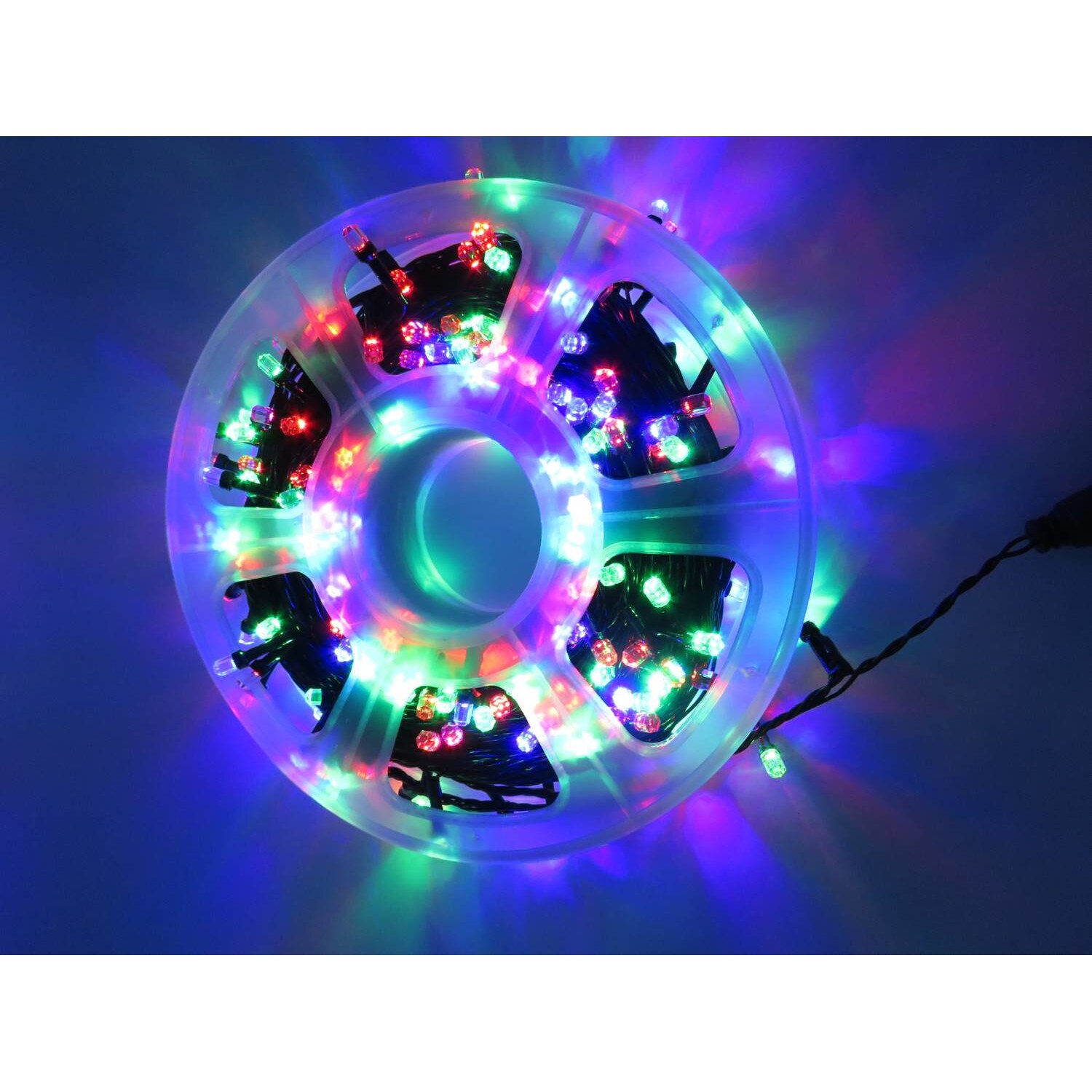 Instalatie 240 leduri rotunde, rola 45m, lumineaza multicolor