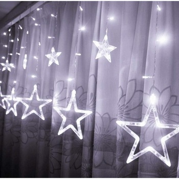 Instalatie craciun, perdea luminoasa ploaie de stele, pentru interior sau exterior, 3 metri, interconectabila, lumini LED, alb rece Instalatie craciun, perdea luminoasa ploaie de stele, pentru interior sau exterior, 3 metri, interconectabila, lumini LED, alb rece