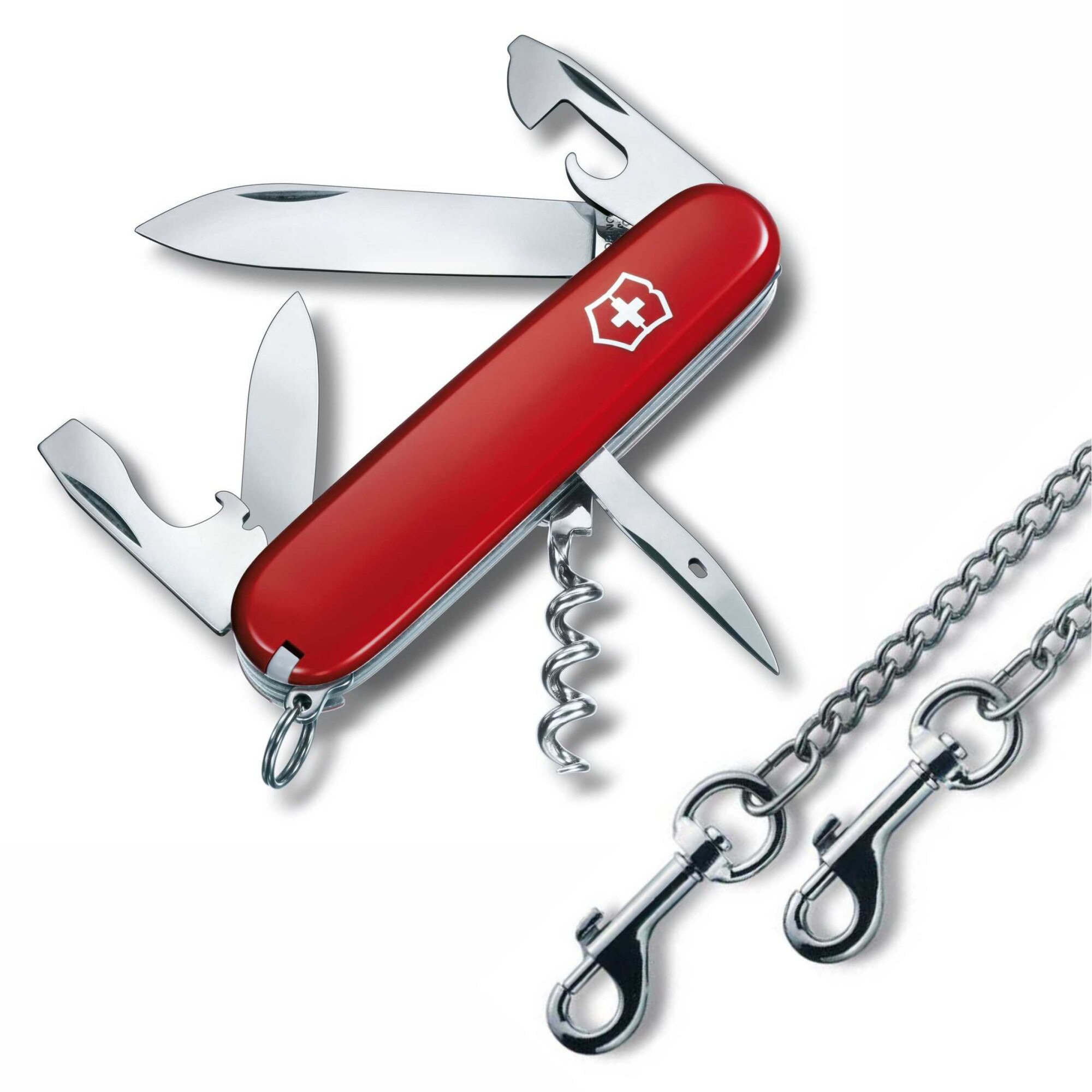 Briceag Victorinox Spartan rosu 1.3603 cu lant argintiu 38 cm 4.1814