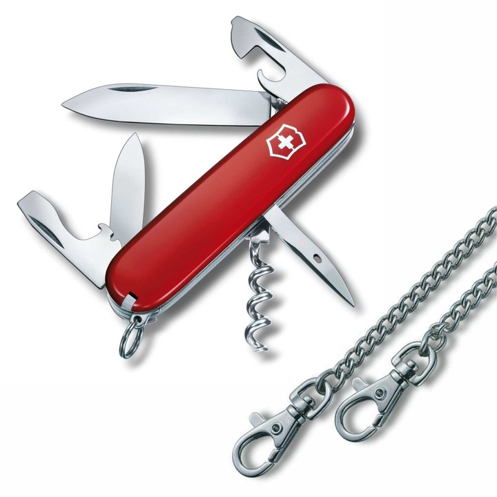 Briceag Victorinox Spartan rosu 1.3603 cu lant argintiu 40 cm 4.1815