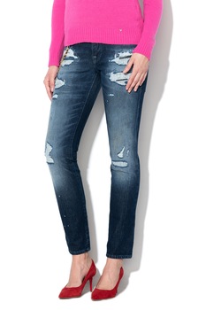 GUESS JEANS, Blugi cu aspect deteriorat Starlet, albastru inchis/alb, W25-L32 GUESS JEANS, Blugi cu aspect deteriorat Starlet, albastru inchis/alb, W25-L32