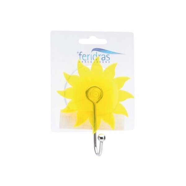 Cuier cu ventuza si agatatoare pentru prosop, Soare, galben