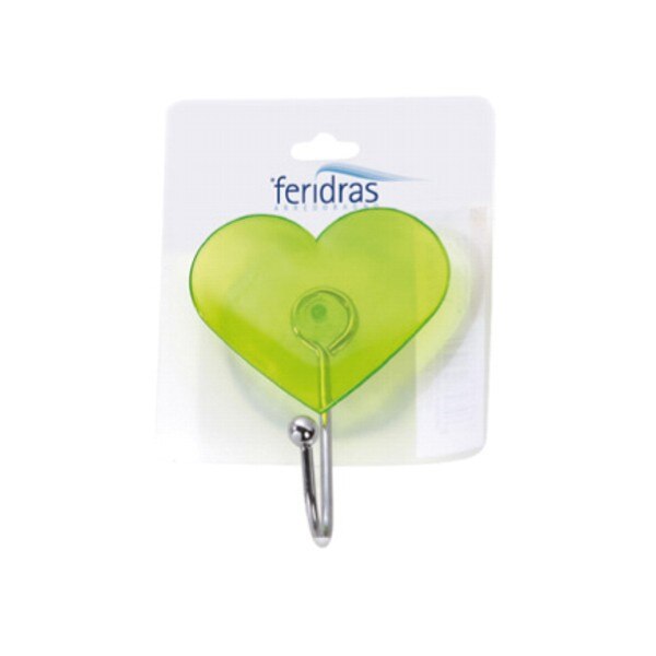 Cuier cu ventuza si agatatoare pentru prosop, Inimi, verde