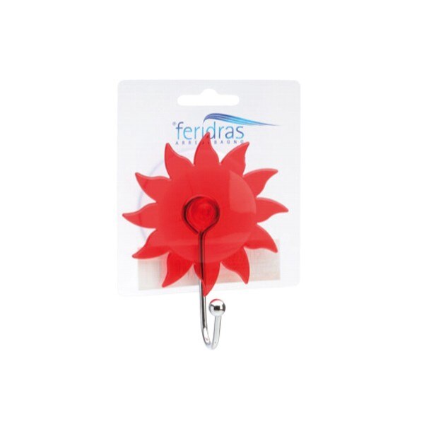 Cuier cu ventuza si agatatoare pentru prosop, Soare, rosu