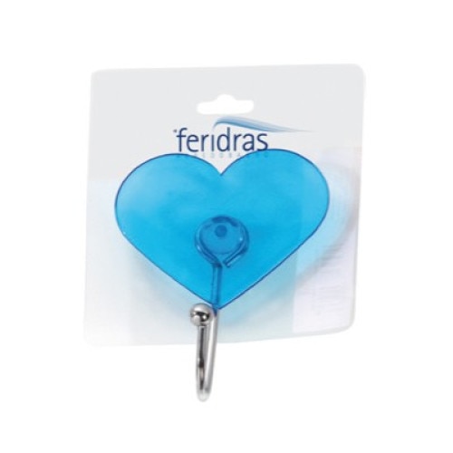 Cuier cu ventuza si agatatoare pentru prosop, Inimi, bleu