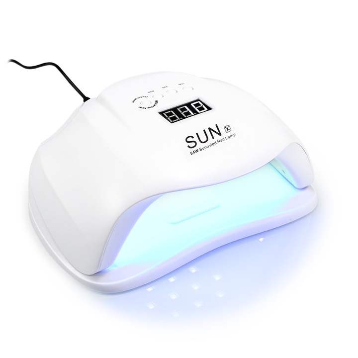 Lampa UV/LED profesionala unghii, SUN x DK7047, 36 leduri 54W, Activare prin senzori, Timer, Durata de viata 50000 ore, Alb