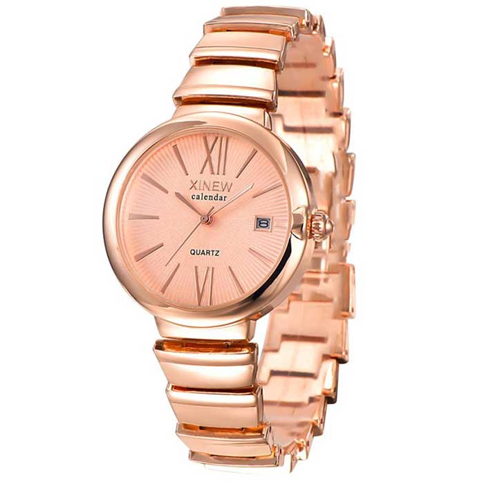 Ceas XINEW Dama Quartz Casual Elegant Rose, PN999870RE, curea din metal (zale), afisaj Analog