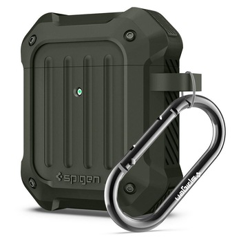 Husa Spigen pentru Apple Airpods 1 / 2 Touch Armor, grad militar, verde Husa Spigen pentru Apple Airpods 1 / 2 Touch Armor, grad militar, verde