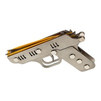 Set pistol jucarie otel si 300 benzi latex, lansare elastice cauciuc nepericuloase, multiple trageri, similar prastie