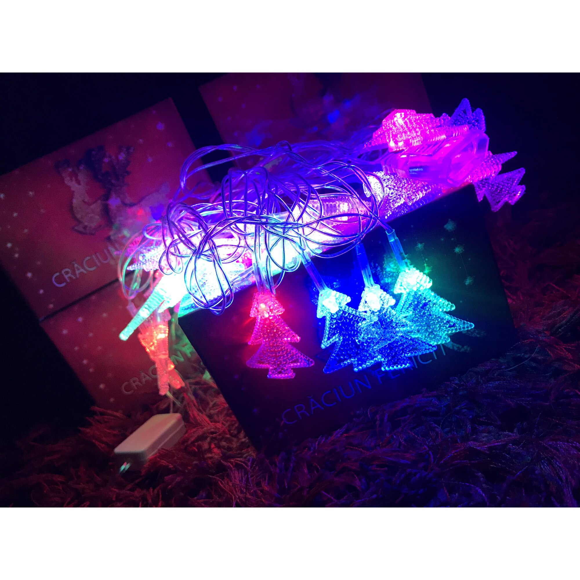Instalatie decorativa Bradulet pentru Craciun/Brad INTERCONECTABIILA - 40 LED-uri multicolore (4 metri)