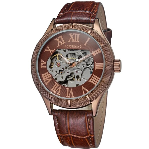 Ceas Forsining Unisex Automatic Casual Elegant Maro, PN999152MO, curea din piele, afisaj Analog
