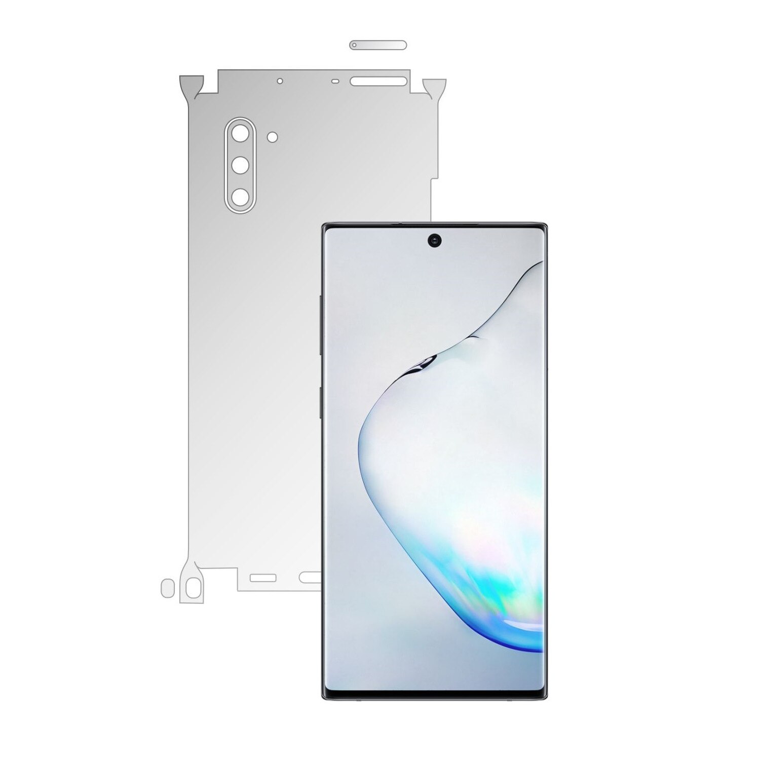 Folie Protectie Spate Invisible Skinz UHD AutoRegeneranta pentru Samsung Galaxy Note 10 (5G) - Folie Siliconica Ultra-Clear cu taiere 360 Cut pentru Carcasa Spate si Laterale, Skin Adeziv Transparent, Edge to Edge Full Case Cover
