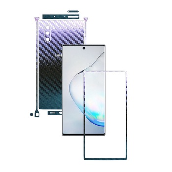 Folie Protectie Carbon Skinz pentru Samsung Galaxy Note 10 (5G) - Carbon Cameleon Split Cut, Skin Adeziv Full Body Cover pentru Rama Ecran, Carcasa Spate si Laterale