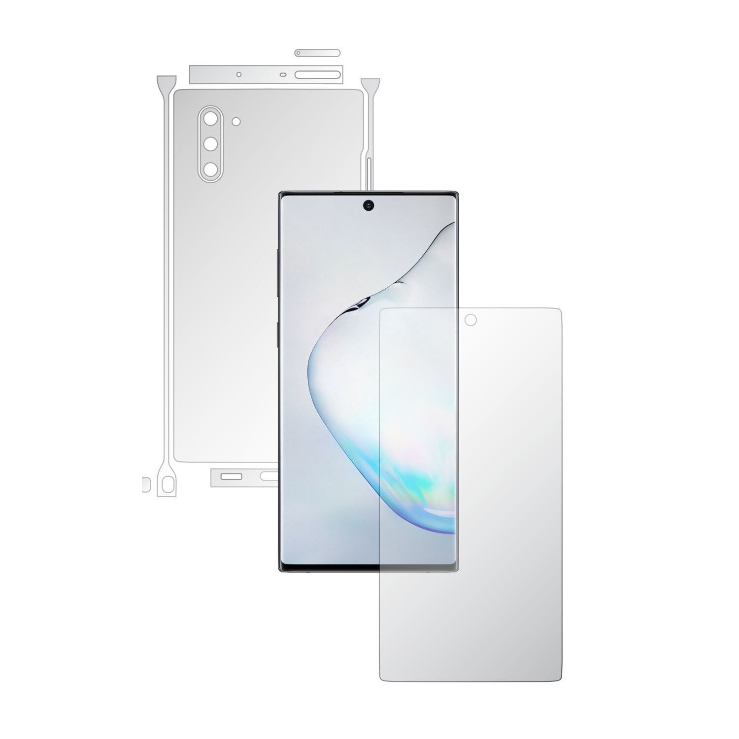 Folie Full Body Invisible Skinz UHD AutoRegeneranta pentru Samsung Galaxy Note 10 (5G) - Folie Protectie Siliconica Ultra-Clear cu taiere Split Cut pentru Ecran, Carcasa Spate si Laterale, Skin Adeziv Transparent, Edge to Edge Cover