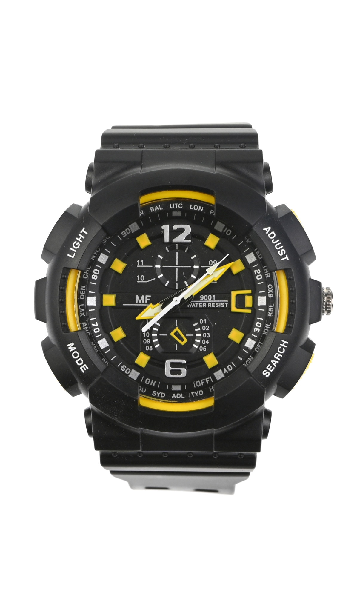 Ceas de mana barbati sport analog negru cu galben MF9001Q