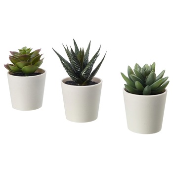 Set 3 flori artificiale, plante decorative 12 cm, ghiveci alb FMD231 Set 3 flori artificiale, plante decorative 12 cm, ghiveci alb FMD231