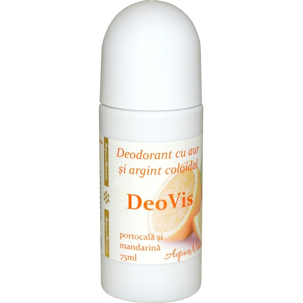 Deodorant roll-on, AquaNano - DeoVis, cu argint si aur coloidal si ulei esential de portocala, 75ml