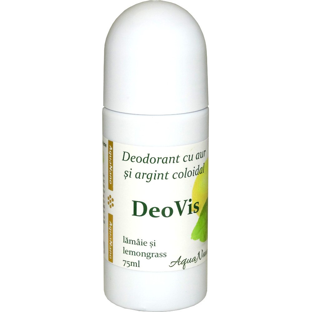 Deodorant roll-on, AquaNano - DeoVis, cu argint si aur coloidal si ulei esential de lamaie, 75ml