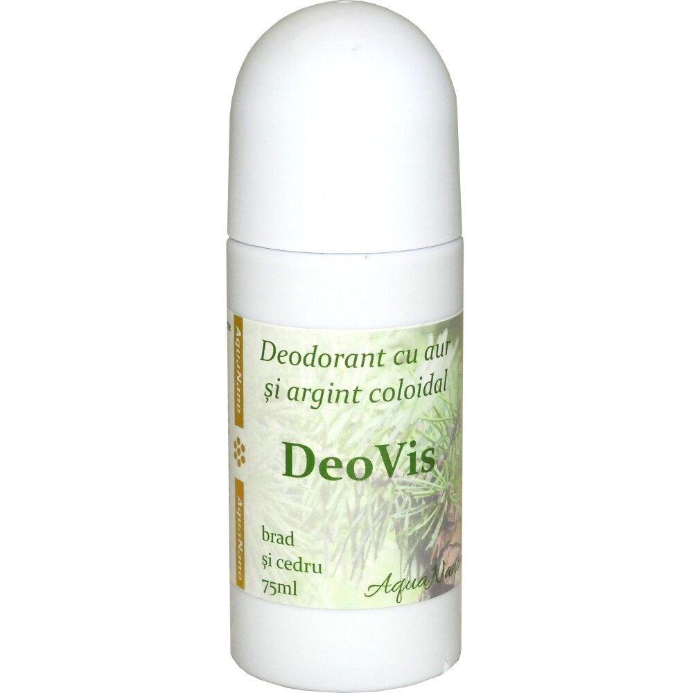 Deodorant roll-on, AquaNano - DeoVis, cu argint si aur coloidal si ulei esential de brad, 75ml