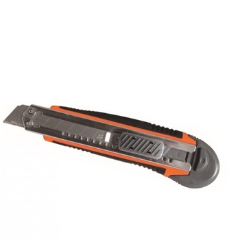 Cutter maner din cauciuc si clips, Dedra, 18mm + 2 lame de rezerva Cadou Cutter maner din cauciuc si clips, Dedra, 18mm + 2 lame de rezerva Cadou