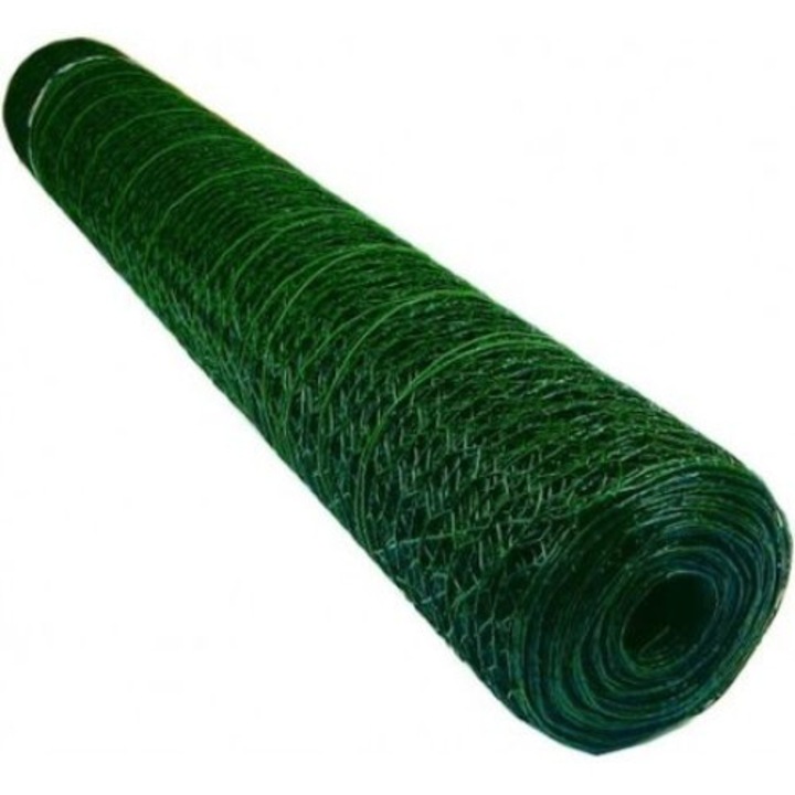 Plasa rabit plastifiata verde lungime 10 m, inaltime 1 m, ochiuri hexagonale 13x13 mm