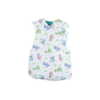 Sac de dormit 0-2 ani pentru iarna, Casa de bumbac, bumbac 100%, dinozauri, verde Sac de dormit 0-2 ani pentru iarna, Casa de bumbac, bumbac 100%, dinozauri, verde