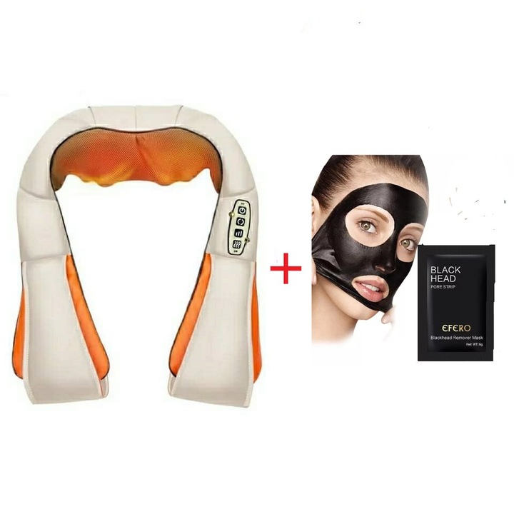 Шиацу масажор Buleks 08, 12V/220V, Бежов + подарък маска за лице