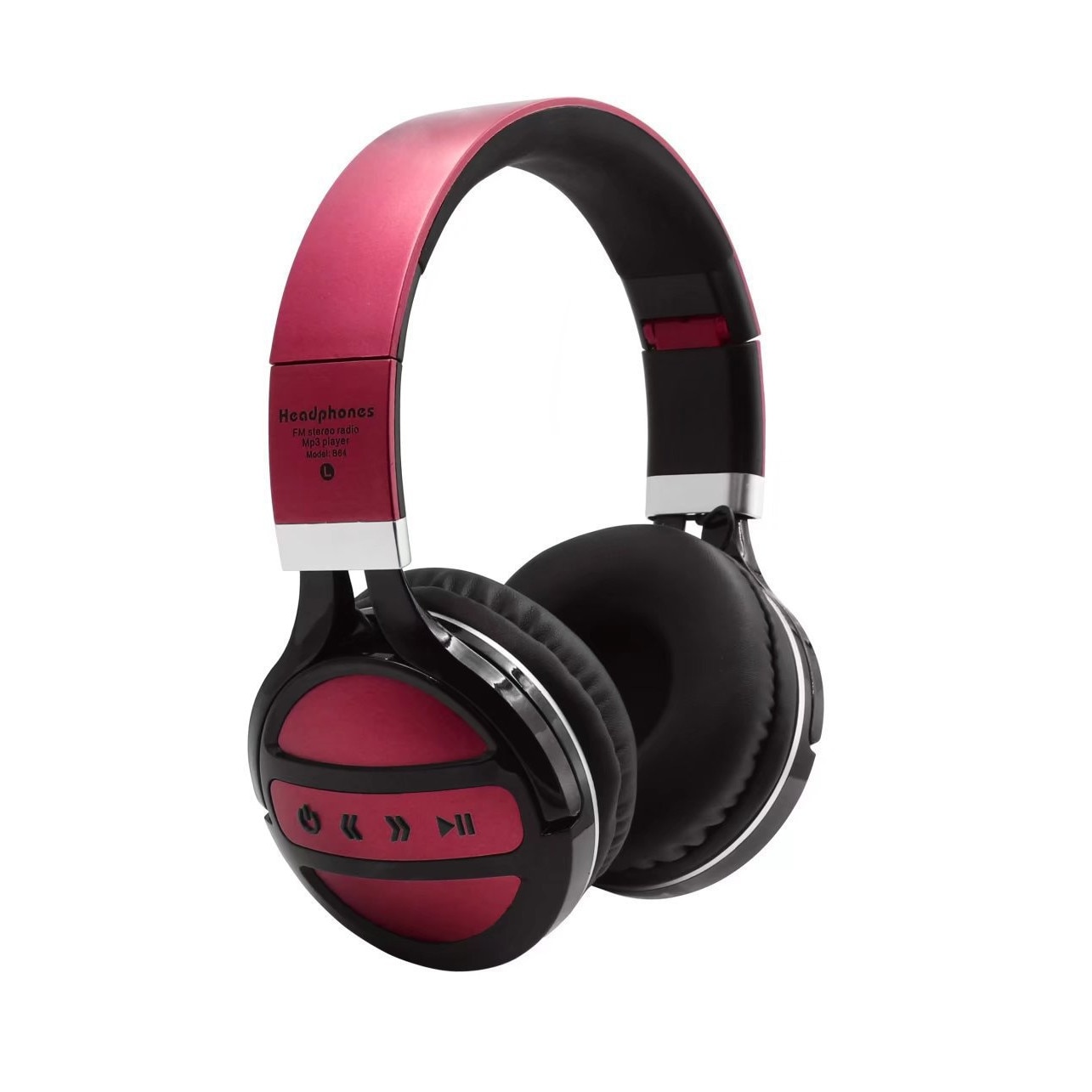 Casti Cu Bluetooth , Over The Ear , B64 , Microfon Si Acumulator Incorporat , Visiniu