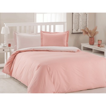 Lenjerie pat Ranforce Colormix somon, 100% bumbac, 2 persoane, 200x220 / 50x70 Lenjerie pat Ranforce Colormix somon, 100% bumbac, 2 persoane, 200x220 / 50x70