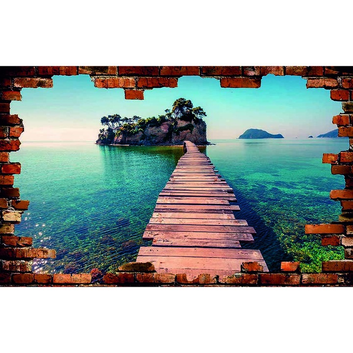 Sticker iluzie Pod peste apa broken wall 3D 135x90 cm