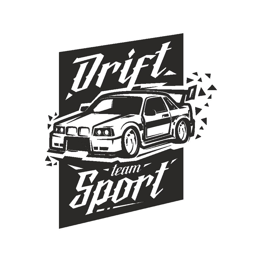 Sticker decorativ pentru perete, Auto, modern, bmw drif sportt, hol sau sufragerie, Negru, Autocolant PVC, 110 x 96 cm
