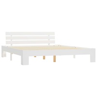 Cadru de pat dublu, cu tablie, vidaXL, Lemn masiv pin, 160 x 200 cm, Alb