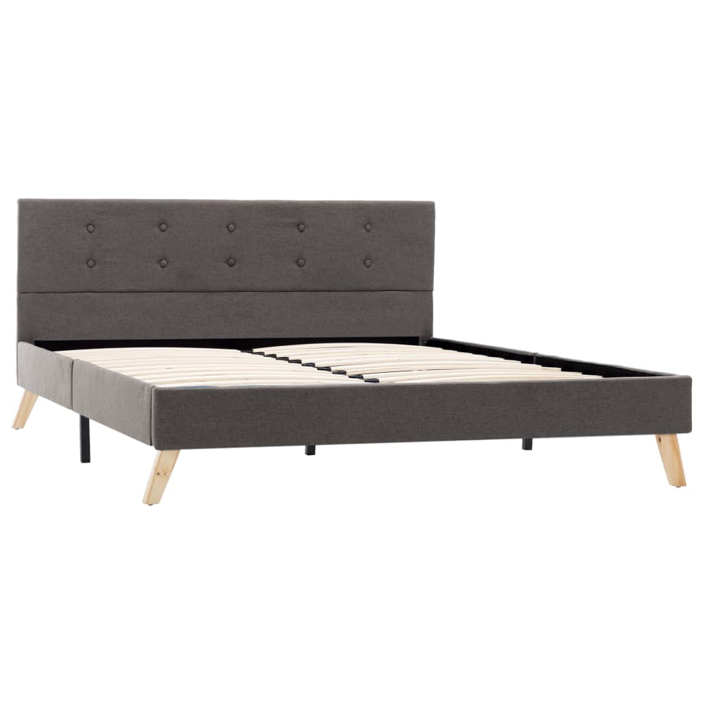 Cadru de pat dublu, tapitat, vidaXL, Lemn-Textil, 140 x 200 cm, Maro