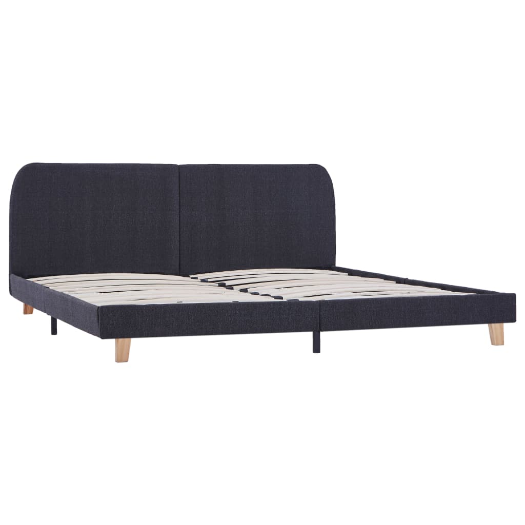 Cadru de pat dublu, vidaXL- Textil-Lemn, 180 x 200cm, Gri inchis