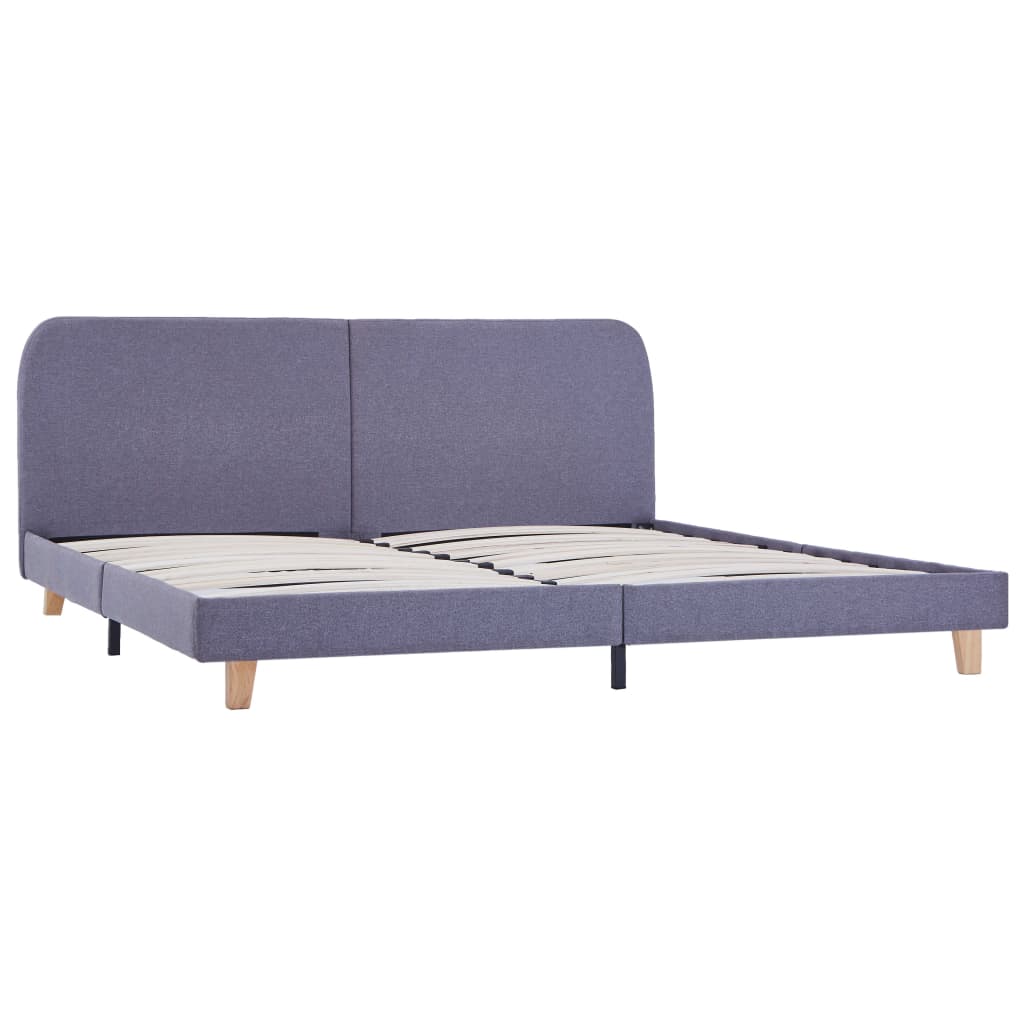 Cadru de pat dublu, vidaXL- Textil-Lemn, 160 x 200cm, Gri deschis