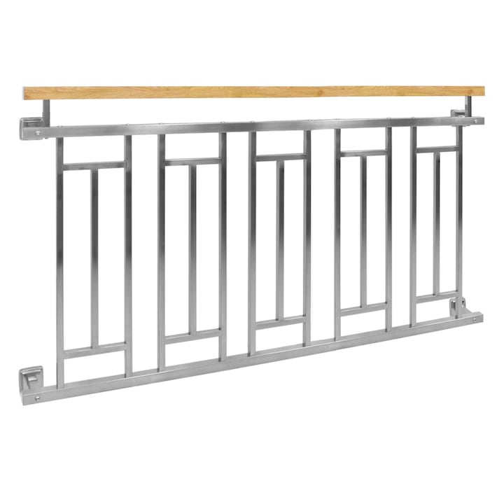 Balcon in stil frantuzesc, ECD Germany, 156 x 90 cm, lucios, din otel cu aspect de lemn