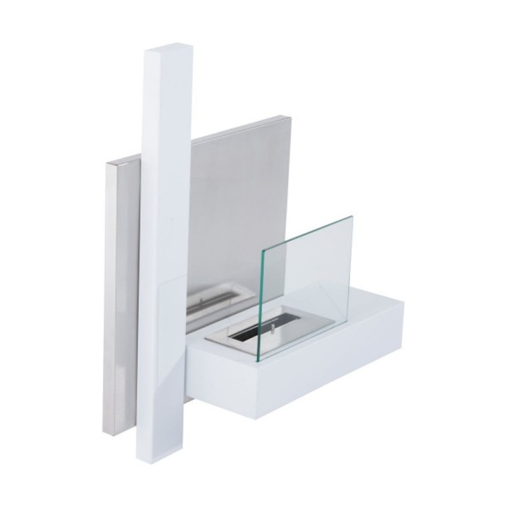 Semineu cu bioetanol, Homcom, in rezervor din otel inoxidabil, 1.5LT, 75x22x63 cm, Alb