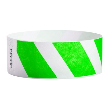Set 300 buc. bratari de identificare cu cupon de control detasabil din hartie tyvek 3/4'' culoare verde dungi Set 300 buc. bratari de identificare cu cupon de control detasabil din hartie tyvek 3/4'' culoare verde dungi