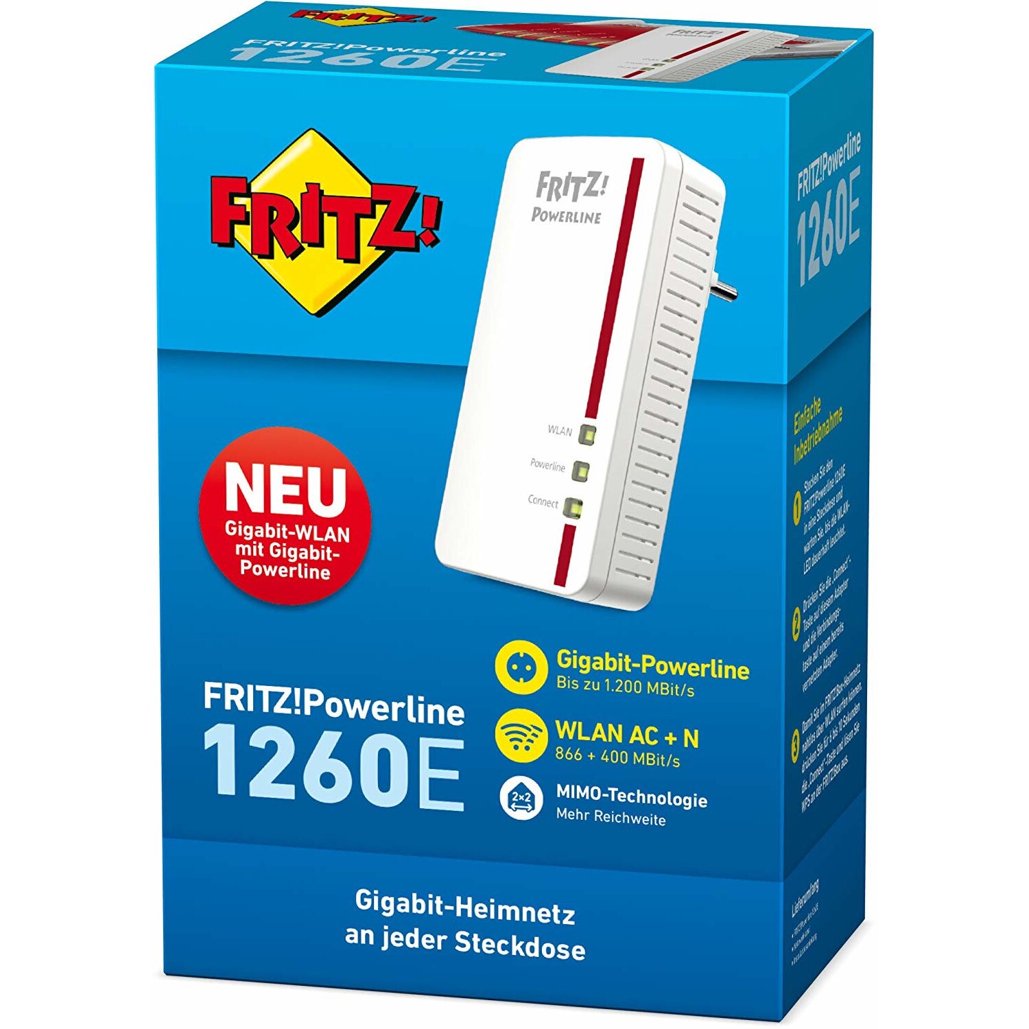 Retea Mesh Adaptor retea, FRITZPowerline 1260E ,versiune Internationala, 10,100 ...