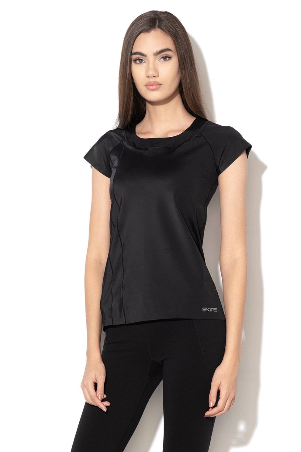 Skins, Tricou cu decupaj pe partea din spate, pentru antrenament DNAmic Ultimate, Negru, XS