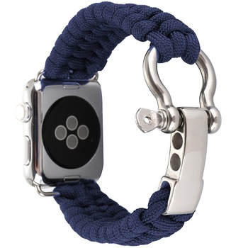 Curea iUni compatibila cu Apple Watch 1/2/3/4/5/6, 40mm, Elastic Paracord, Rugged Nylon Rope, Midnight Blue