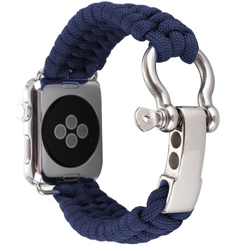 Curea iUni compatibila cu Apple Watch 1/2/3/4/5/6, 40mm, Elastic Paracord, Rugged Nylon Rope, Midnight Blue Curea iUni compatibila cu Apple Watch 1/2/3/4/5/6, 40mm, Elastic Paracord, Rugged Nylon Rope, Midnight Blue