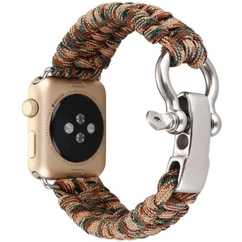 Curea iUni compatibila cu Apple Watch 1/2/3/4/5/6, 40mm, Elastic Paracord, Rugged Nylon Rope, Brown