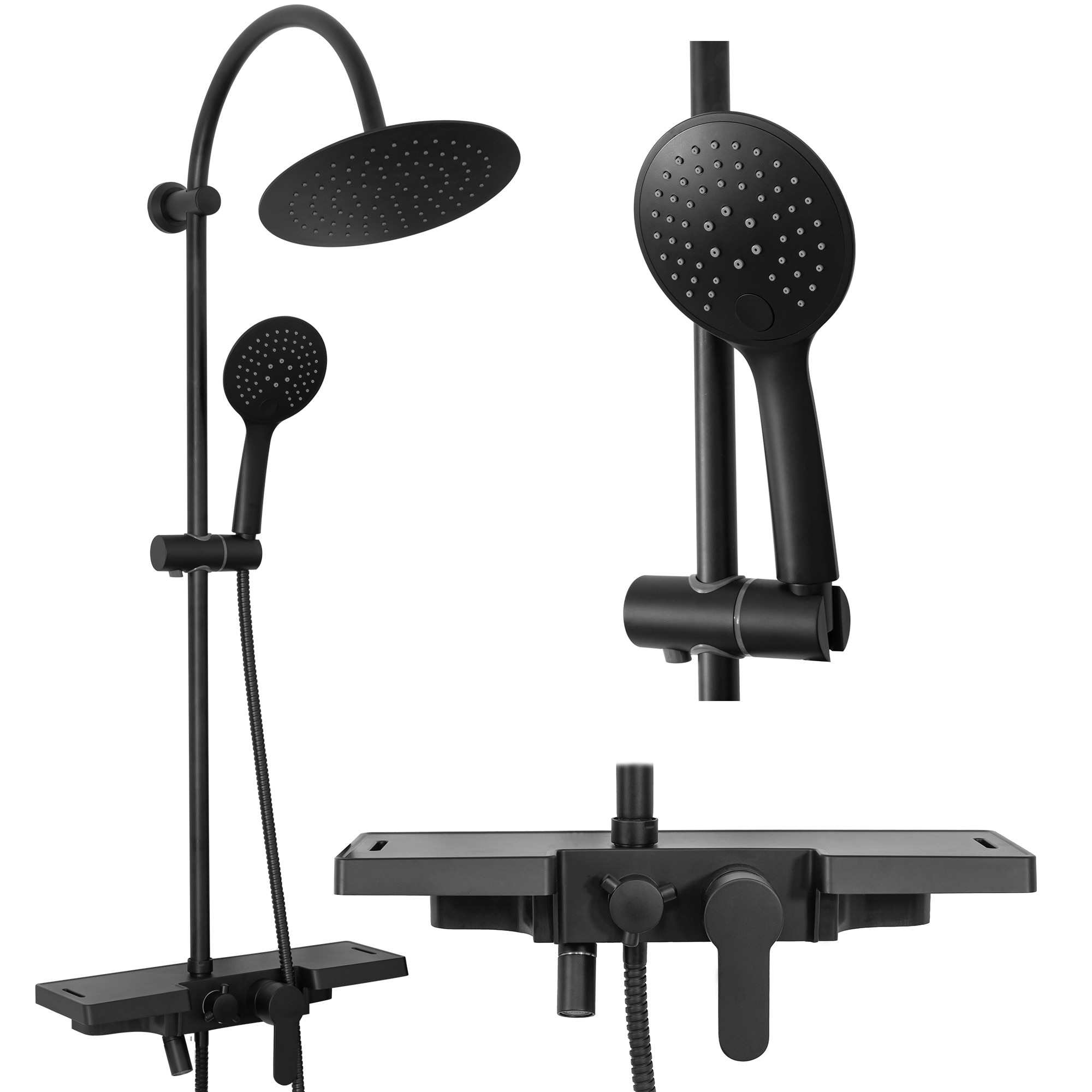 Set de dus, Rea, Vigo, Robinet cu termostat, Otel inoxidabil, Negru