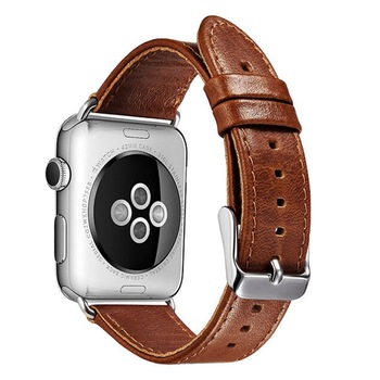 Curea iUni compatibila cu Apple Watch 1/2/3/4/5/6, 44mm, Vintage, Piele, Brown Curea iUni compatibila cu Apple Watch 1/2/3/4/5/6, 44mm, Vintage, Piele, Brown