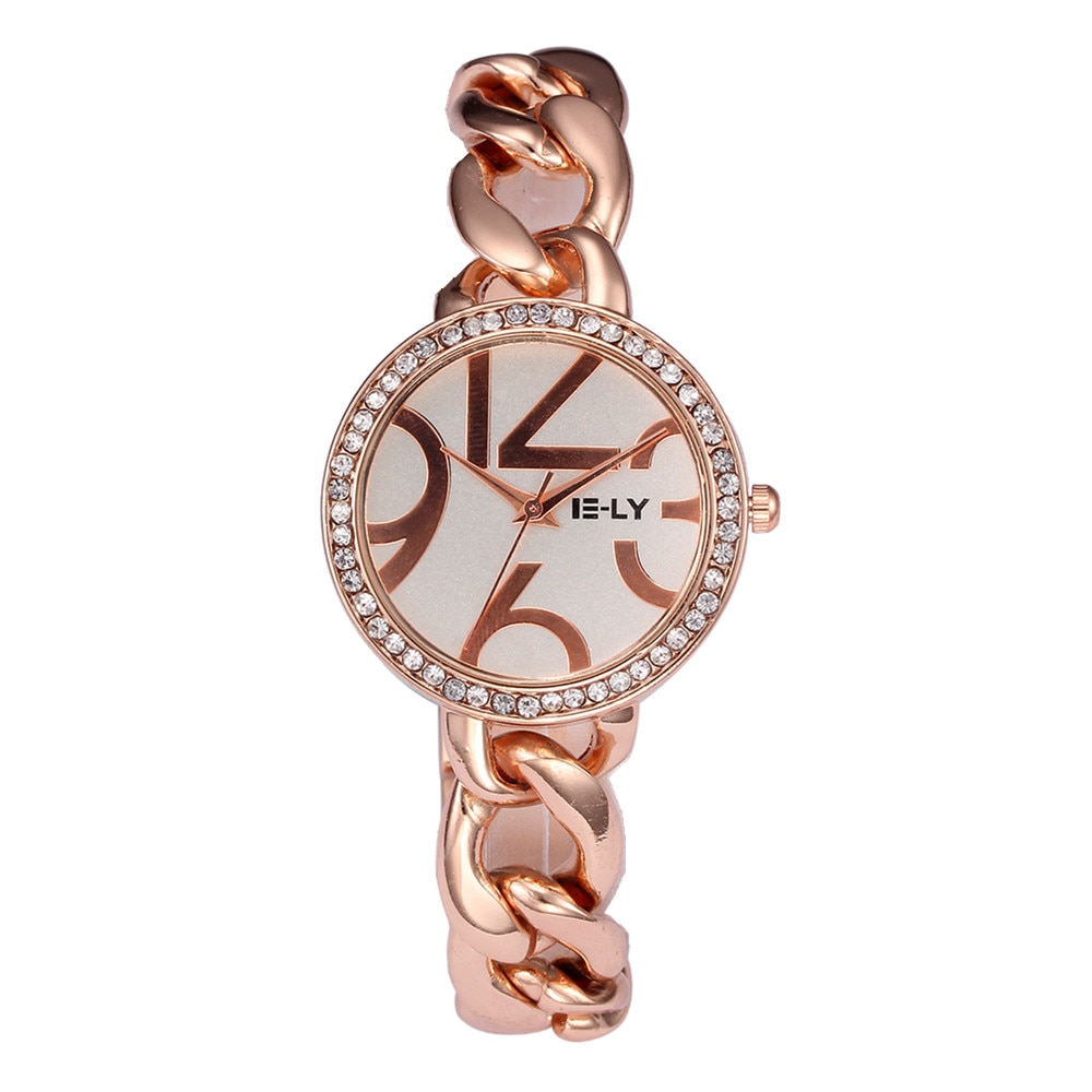 Ceas E-LY Dama Quartz Casual Elegant Rose, PN999206RE, curea din metal (zale), afisaj Analog